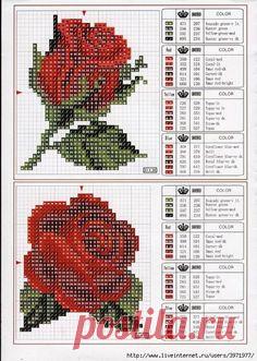 Схема вышивки роз крестиком бисером