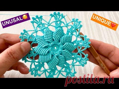 Easy and Beautiful 3D Crochet Tablecloth Motif Pattern Tutorial - How to make