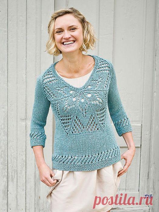 Пуловер с ажурной вставкой из Berroco.