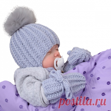 Жемчужная детская шапочка и варежки. Заказать перевод