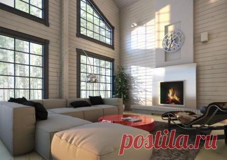 Дизайн гостиной деревянного дома фото