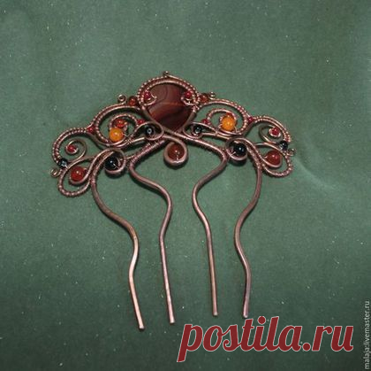 Купить гребень" царский" - ярко-красный, гребень для волос, гребень, гребень для прически, гребешок