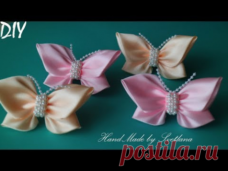 Резинки с бабочками из лент Канзаши DIY Erasers with Butterflies from Ribbons Kanzashi