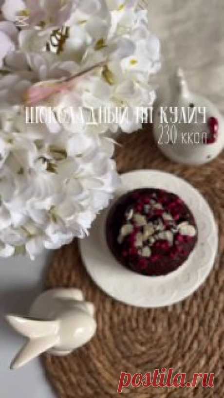 ЯжеХозяйка Шоколадный ПП кулич 🧁

КБЖУ: 
959/ 27/ 43/ 105

ИНГРЕДИЕНТЫ: 
- 120 г муки 
- 30 г какао
- 1 яйцо
- 180 г кефира
- 40 г масла
- 1 г соды
- 10 г сахарозаменитель 
- 1 ч.л ванилина
- щепотка соли

Выпекайте при 180° 30-40 минут
