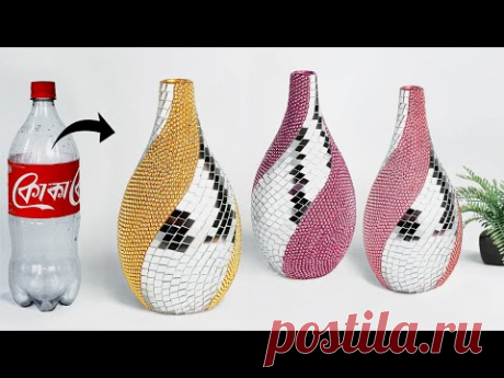 Plastic bottle flower vase making - Look like ceramic vase | प्लास्टिक की बोतल फूल फूलदान बना रही है