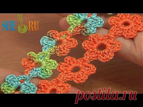 Шнур из цветочков Урок 51 Вязание крючком шнура - YouTube