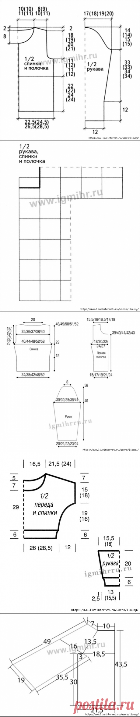 Универсальные выкройки для вязания жакетов и пуловеров