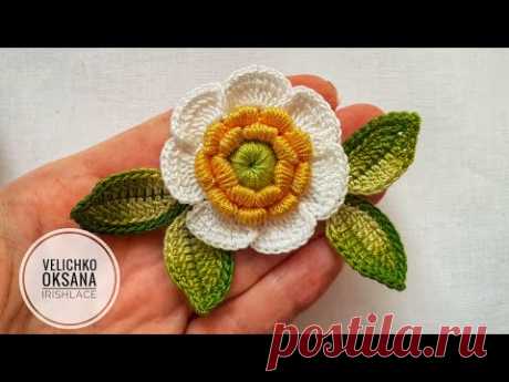 Цветок с листиками для ирландского кружева. Irish lace. - YouTube