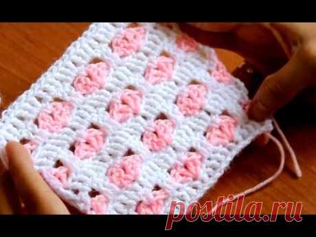 Вязание крючком Crochet Узор &quot;Сердечки&quot;