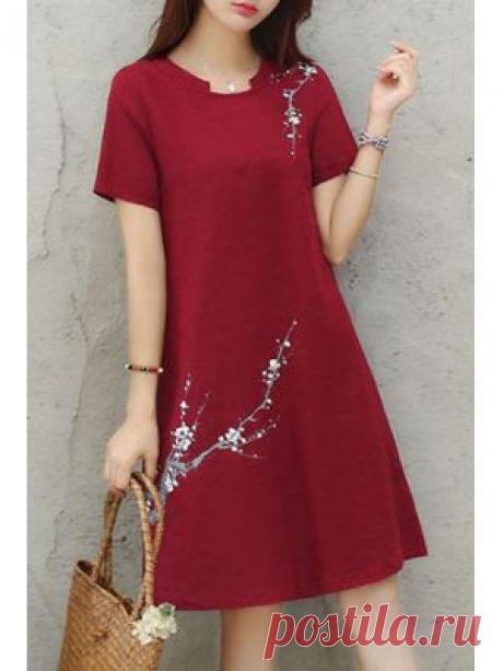 Asymmetric Neck Floral Printed Shift Dresses