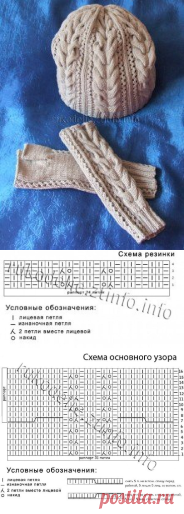 Шапочка и митенки &amp;ldquo;Ажурная осень&amp;rdquo;.