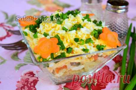 Салат со шпротами и картошкой слоями, рецепт