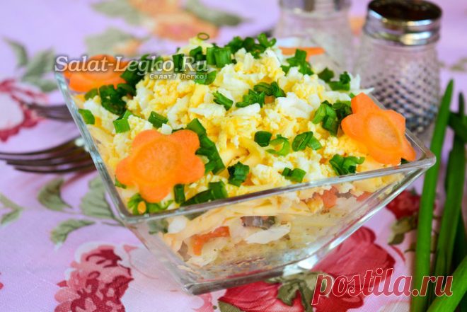 Салат со шпротами и картошкой слоями, рецепт