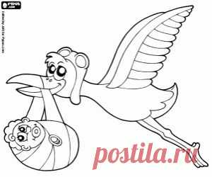 раскраска аист с ребенком - Поиск в Google