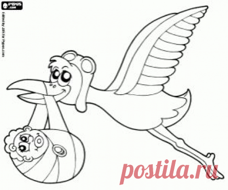 раскраска аист с ребенком - Поиск в Google