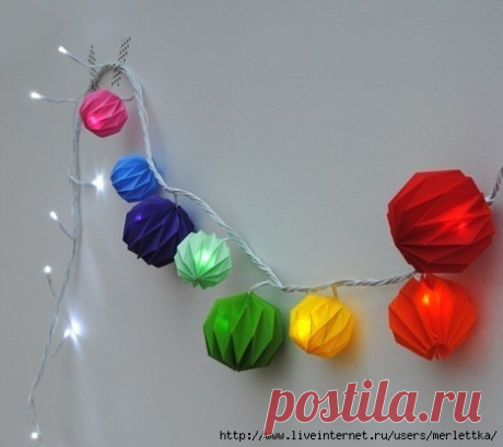 Новогодняя гирлянда из фонариков из бумаги