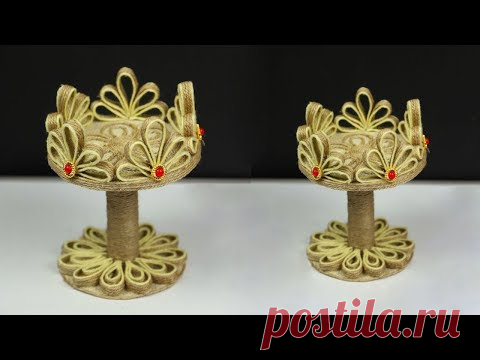 jute rope showpiece | simple showpiece making at home || diy jute rope crafts