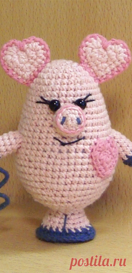 PDF Свинка Валентинка крючком. FREE crochet pattern; Аmigurumi animal patterns. Амигуруми схемы и описания на русском. Вязаные игрушки и поделки своими руками #amimore - свинка, поросёнок, свинья, поросенок.