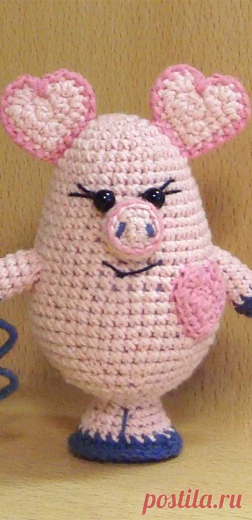 PDF Свинка Валентинка крючком. FREE crochet pattern; Аmigurumi animal patterns. Амигуруми схемы и описания на русском. Вязаные игрушки и поделки своими руками #amimore - свинка, поросёнок, свинья, поросенок.