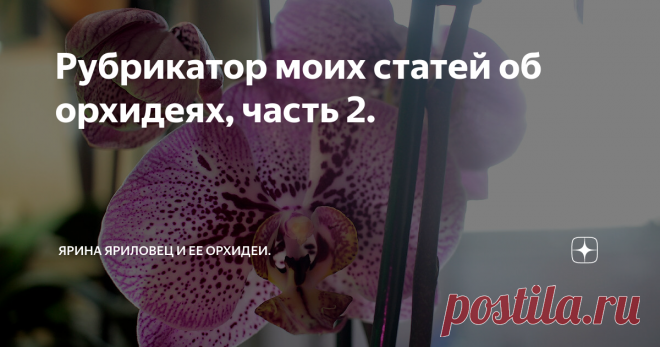 Рубрикатор моих статей об орхидеях, часть 2. Я их делаю для вашего удобства, все статьи - в одном месте.