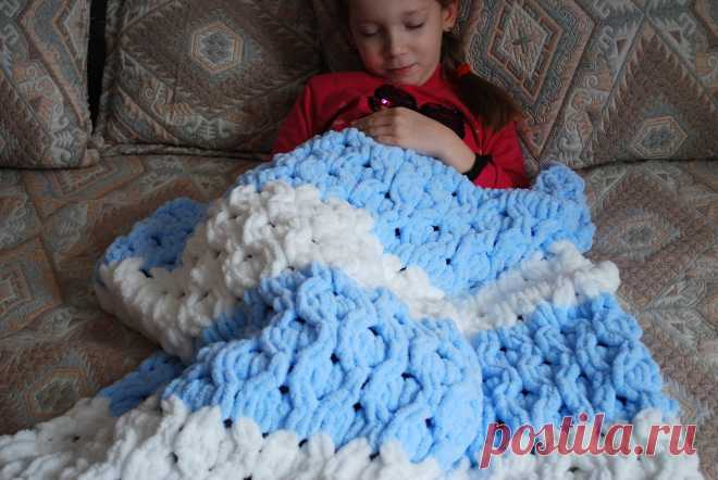 Hand crochet striped blanket soft warm rug gift for child | Etsy