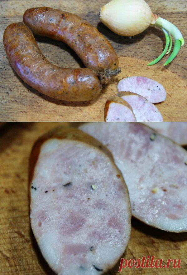 Очень вкусная полукопченая колбаса по домашнему.