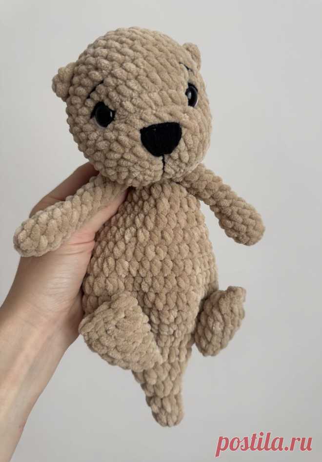 PDF Выдра крючком. FREE crochet pattern; Аmigurumi toy patterns. Амигуруми схемы и описания на русском. Вязаные игрушки и поделки своими руками #amimore - большая выдра из плюшевой пряжи, плюшевый зверёк.