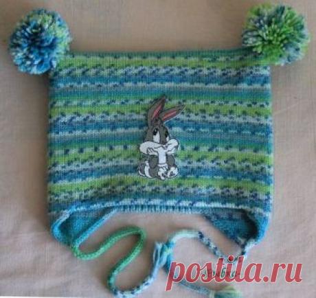 Шапочка детская с ушками, без швов, на вязальной машине
