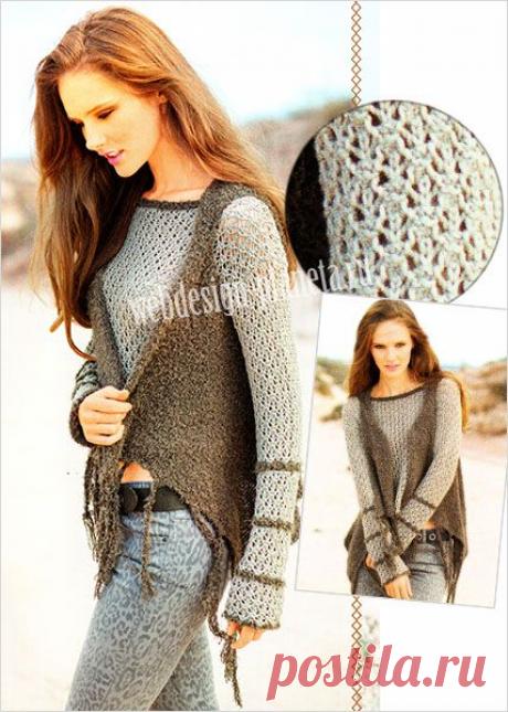 Короткий пуловер спицами и жилет | Вязание спицами, вязание крючком | Мир увлечений современной женщины.