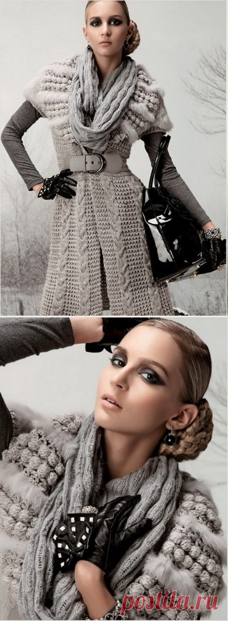 Вязаный кардиган с мехом + мастер-класс | razpetelka.ru
