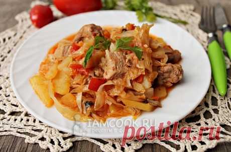 Тушеная капуста с картошкой и мясом
