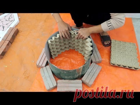 Creative Ideas With Cement - Making Plant Pots From Cement And Egg Carton at Home