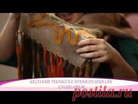 Alize Angora Gold ve Alize Country ile Keçe Tekniği Şal Yapımı-Making Felting Technique Shawl