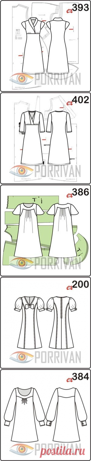 Выкройки платьев. 352 готовые и бесплатные выкройки  - Porrivan