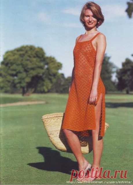 Crochetemoda Blog: Vestido de Crochet Laranja