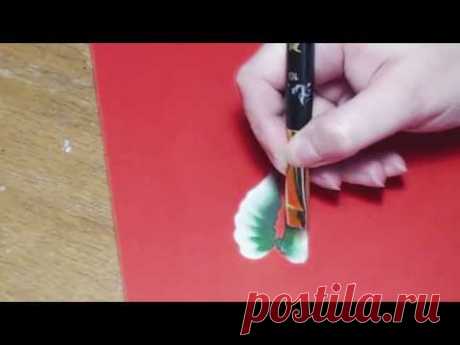 Роспись, Две краски на кисточке, часть1 | Tutorial -  brushstroke, irishkalia