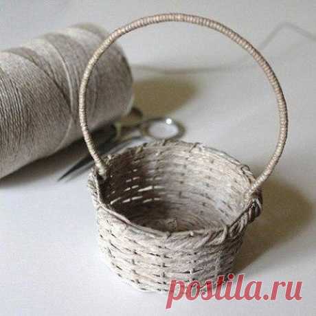 Корзинка из шпагата на форме из пластиковой бутылки — DIYIdeas