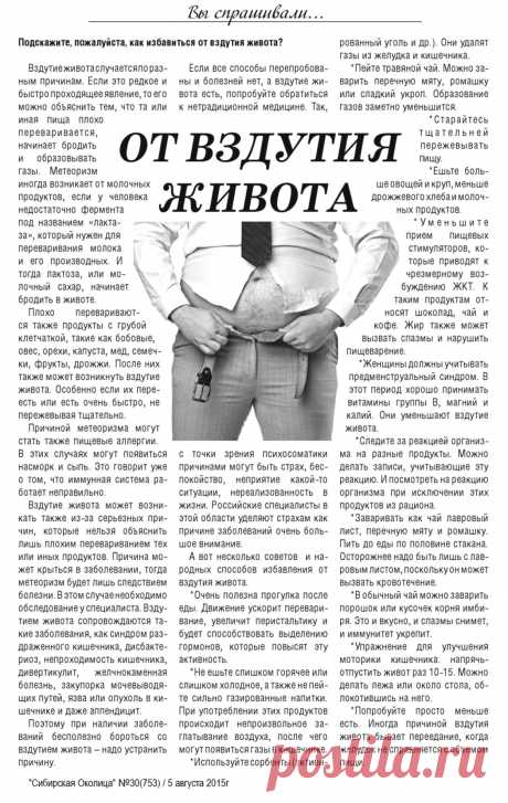 От вздутия живота
