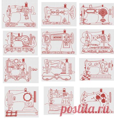 Vintage Sewing Machines Redwork