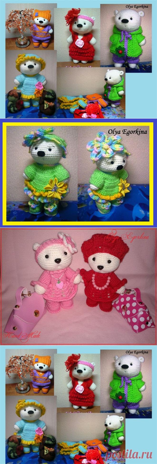 Вязаные мишки амигуруми.
