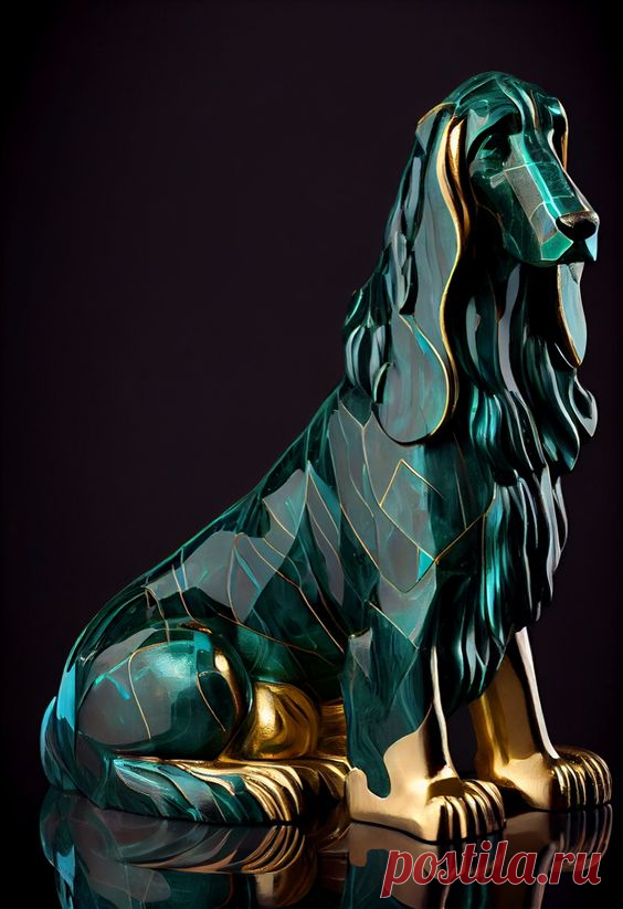 Afghan Hound malachite and gold