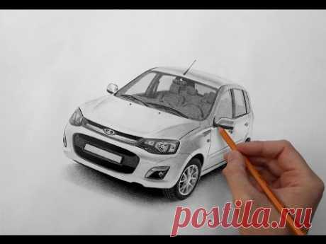Рисунок карандашом автомобиля "Лада калина".