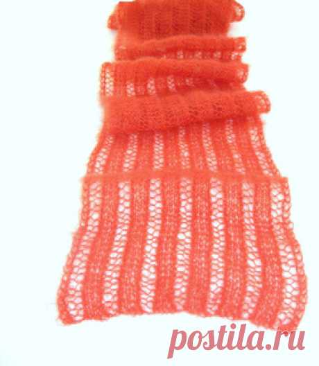 Marmalade Scarf pattern by Angela Juergens 
Nice scarf project for first time lace knitters.
