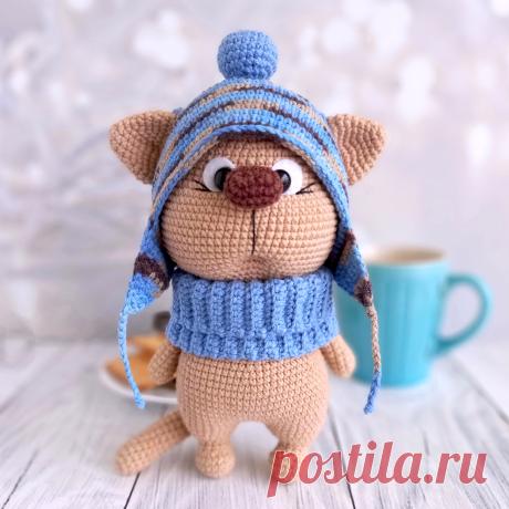 PDF Кот Клубок крючком. FREE crochet pattern; Аmigurumi animal patterns. Амигуруми схемы и описания на русском. Вязаные игрушки и поделки своими руками #amimore - котик в шапочке, котёнок, кот, кошечка, кошка.