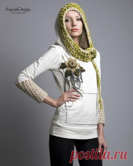 Комбинированное вязание и декор футболок / Худи, свитшоты и толстовки: идеи декора /