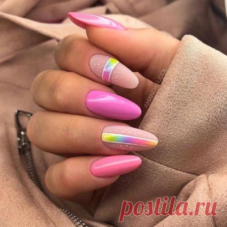 Розовый маникюр на длинные ногти