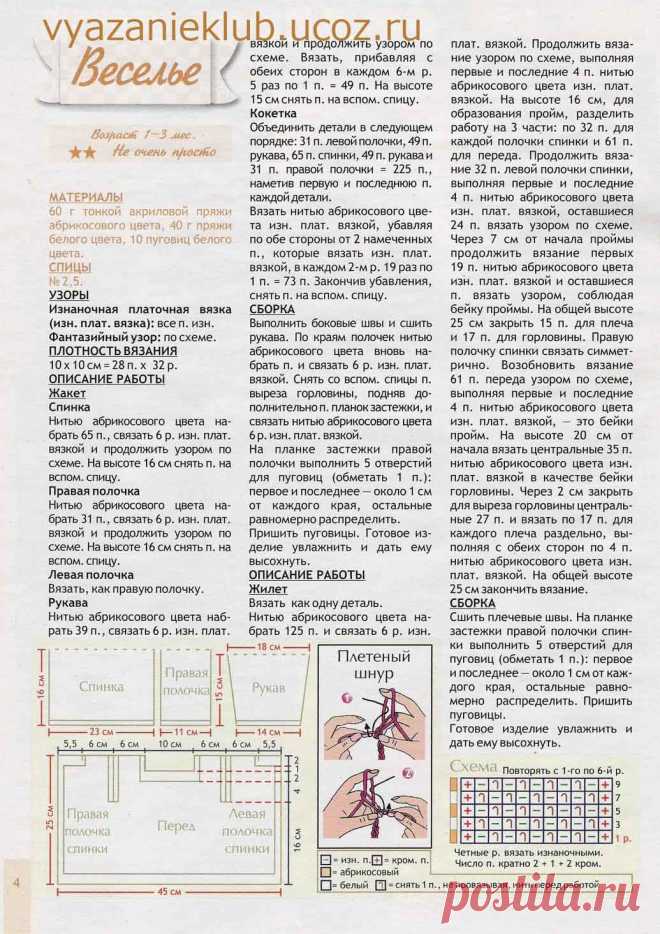 Жакет - Для детей до года - Каталог файлов - Вязание для детей