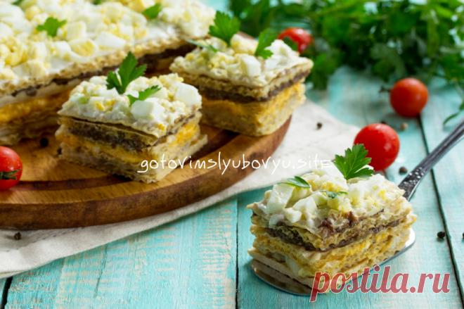 Вафельный закусочный рыбный торт - самые вкусные рецепты - Готовьте с Любовью