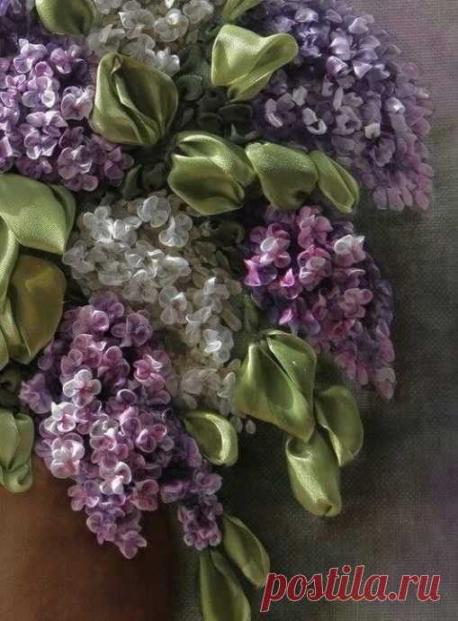 Сирень из атласных лент