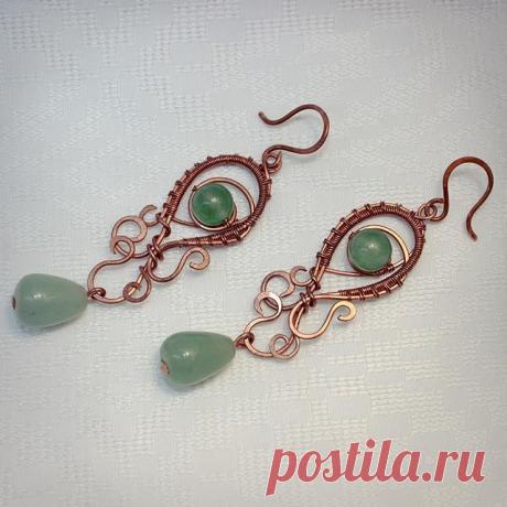 #серьги #медь #нефрит Эту и другие работы можно заказать vk.com/kaffclub @_flamens_ #_flamens_ #naturestone #naturebeads #etsy #etsyjewelry #etsyseller #etsyshop #etsyflamens #vk #style #boho #bohochic #jewelry #earrings  #jade #green #copper #tenderness #gift #jewelry #handmade #withlove